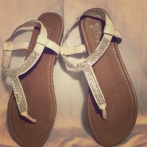 White/ Silver Beaded Sandals